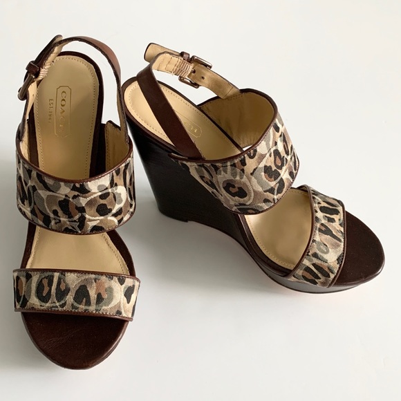 COACH Jezebel ocelot-printed wedged sandal - Picture 1 of 9